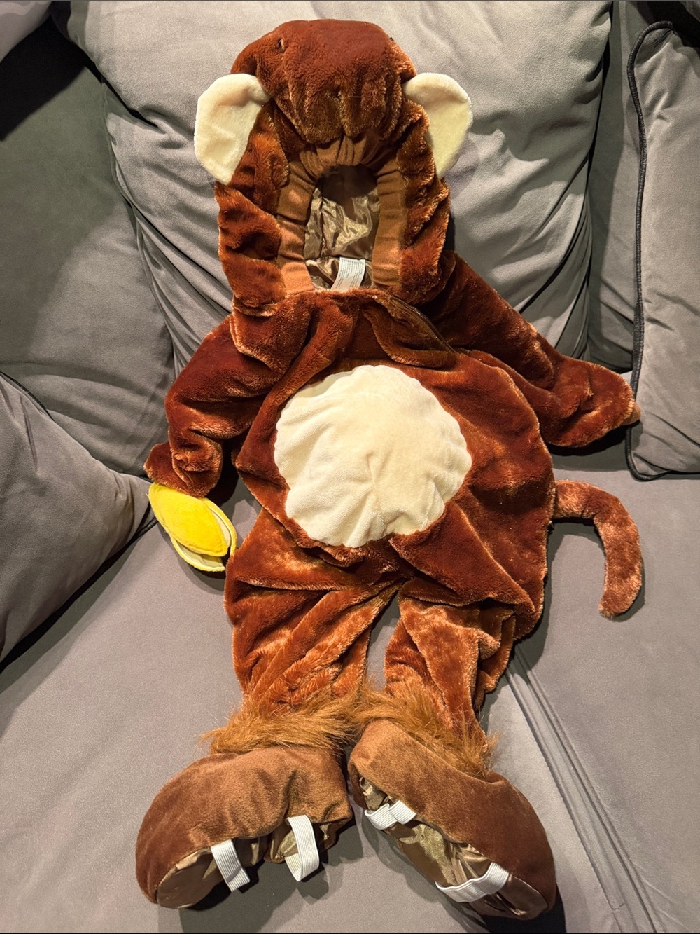 Plush Brown Monkey Kids Costume with Hood and Tail